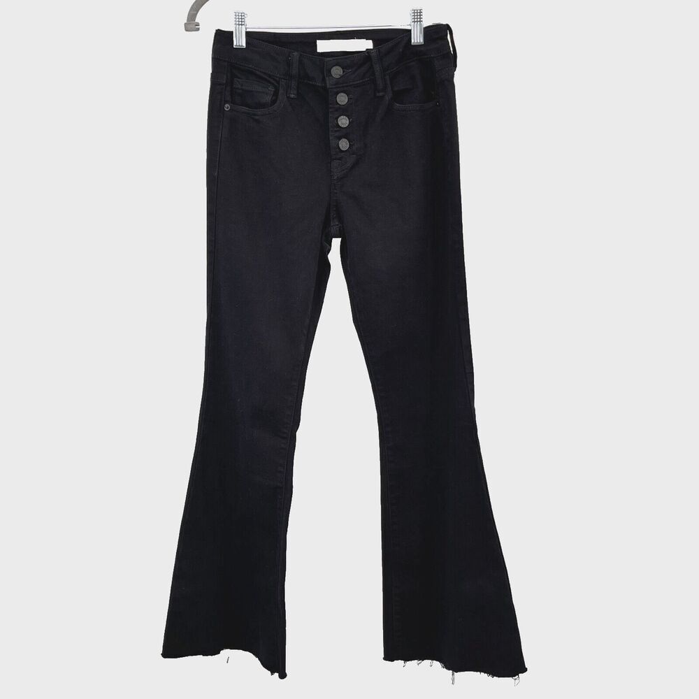 Hidden Jeans Womens 26 Black Flare Leg Stretch Button-Fly Raw Hem Bell Bottoms